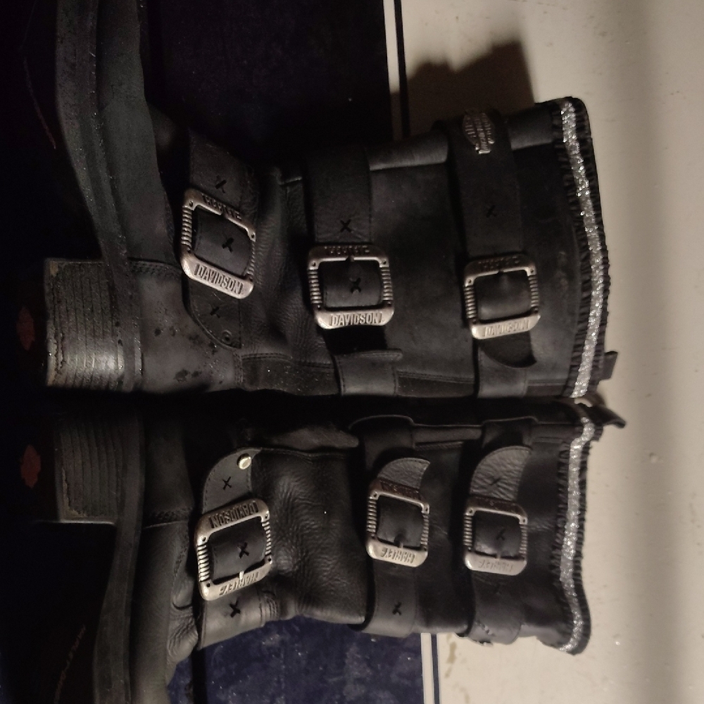 Black Leather Boots with Buckles